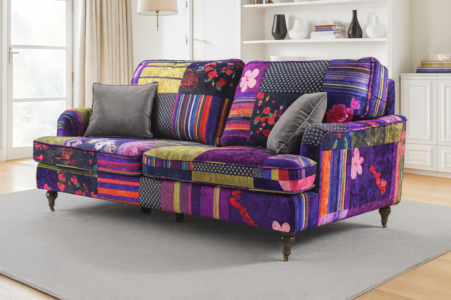 Patchwork Fabric 3 Seater Bella Sofa  ASBURY