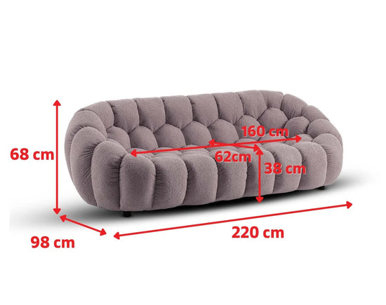 Teddy Boucle Fabric White 3 + 1 Seater Sofa Set DIVANO LETTO