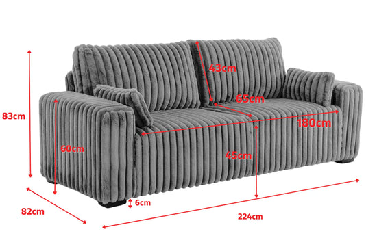 Beige Jumbo Cord 3 Seater Sofa DIMORA