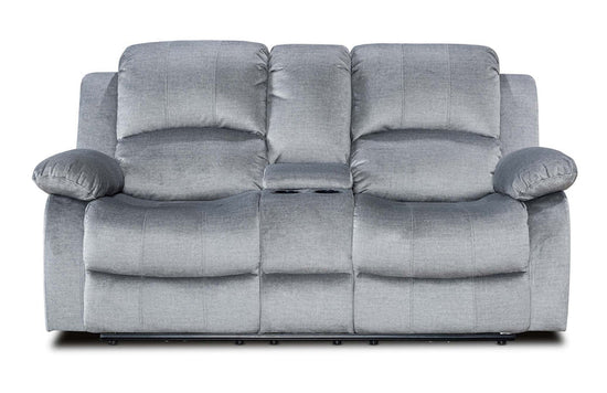 Chenille Fabric Grey 2 Seater Electric Recliner Sofa with Cup Holders and Console SETTEE
