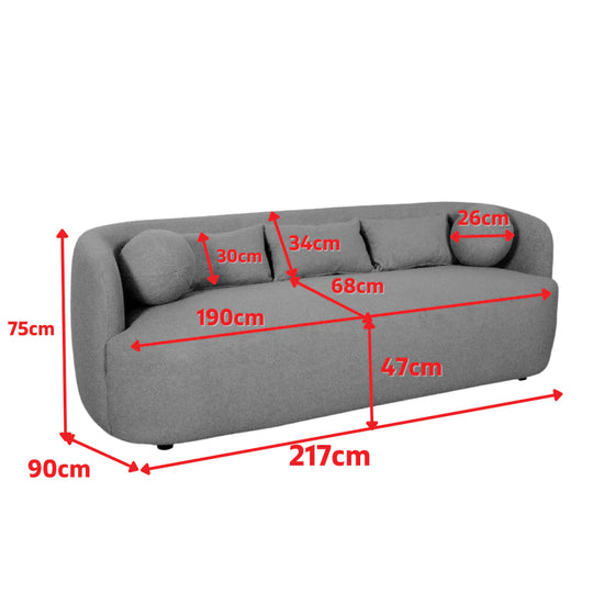 Teddy Boucle Fabric Sage Green 3 Seater Sofa PATRIMONIO