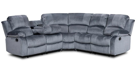 Chenille Fabric Grey 2C2 Manual Recliner Corner Sofa SETTEE