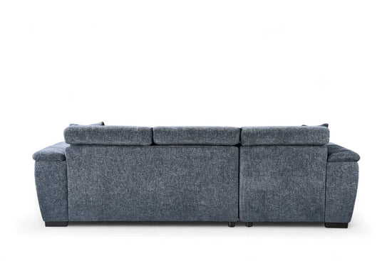 Pale Blue Chenille Fabric 1C2 Corner Sofabed with Storage DISCENDENTE DI WILL
