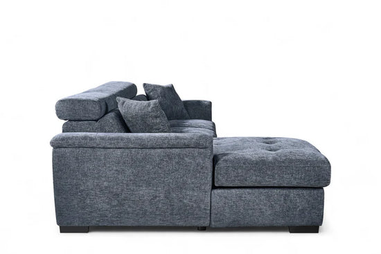 Pale Blue Chenille Fabric 1C2 Corner Sofabed with Storage DISCENDENTE DI WILL
