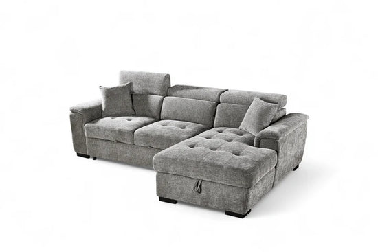 Grey Chenille Fabric 2C1 Corner Sofabed with Storage DISCENDENTE DI WILL