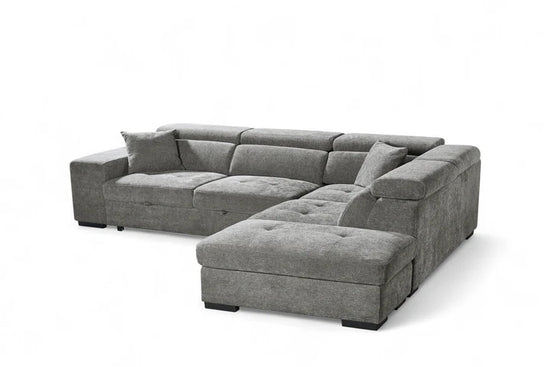 Grey Chenille Fabric 2C1 Corner Sofabed with Storage DISCENDENTE DI WILL