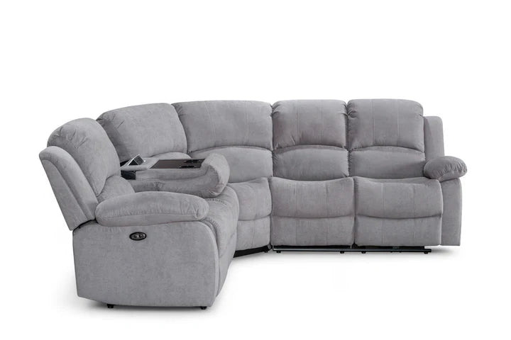 Light Grey Fabric 2C2 Electric Recliner Corner Sofa SETTEE