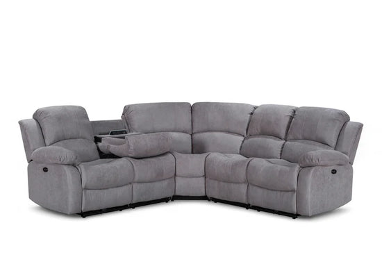 Light Grey Fabric 2C2 Electric Recliner Corner Sofa SETTEE