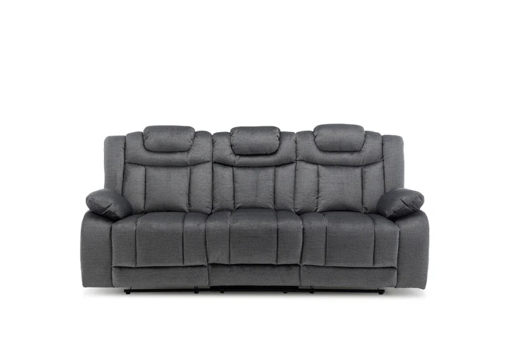 Chenille Fabric Grey 3 Seater Manual Recliner Sofa CLASSICO