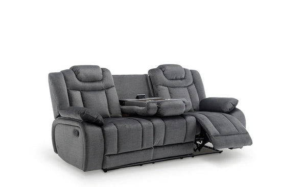 Chenille Fabric Grey 3 Seater Manual Recliner Sofa CLASSICO