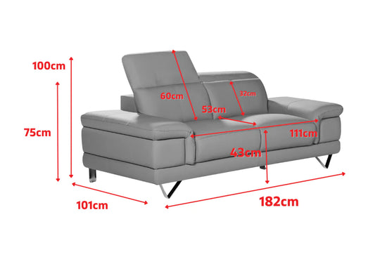 Genuine Leather White 2 Seater Sofa GRANDE CITTÀ