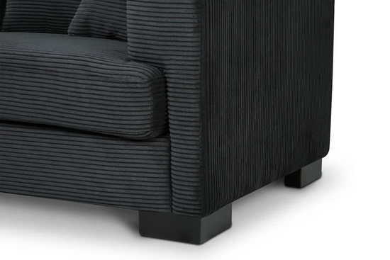 Corduroy Black 3 Seater Sofa VITALE