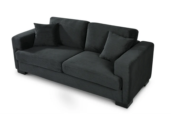 Corduroy Black 3 Seater Sofa VITALE