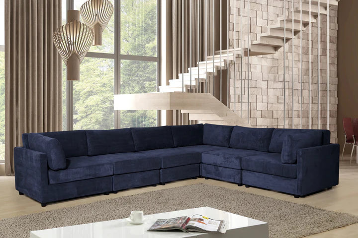 Corduroy Navy Blue 3C2 Modular Corner Sofa TOSCANA