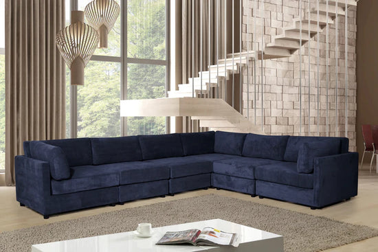 Corduroy Navy Blue 3C2 Modular Corner Sofa TOSCANA