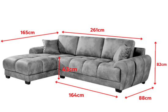 Grey Chenille Fabric 1C2 Corner Sofa AIUTANTE