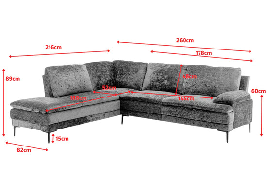 Textured Chenille Blue Left Hand Facing Corner Sofa SCALO