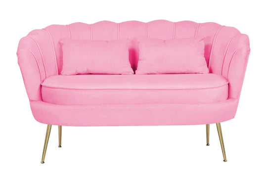 Velvet Pink 2 Seater Accent Loveseat Sofa MARGHERITA