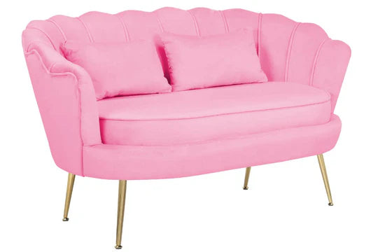 Velvet Pink 2 Seater Accent Loveseat Sofa MARGHERITA