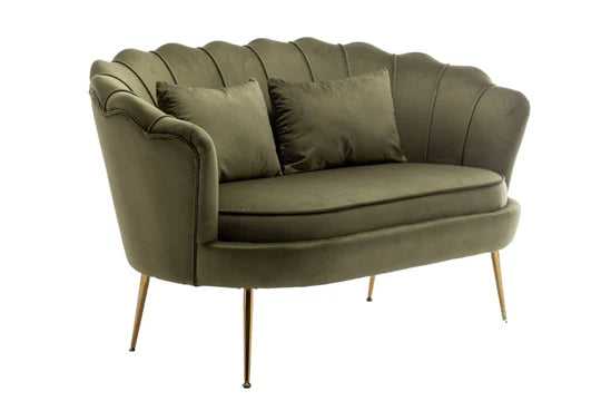 Velvet Sage Green 2 + 1 Seat Accent Loveseat Sofa Set MARGHERITA