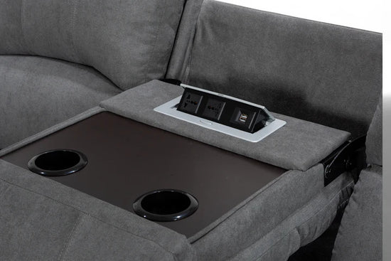 Fabric Dark Grey 3 Seater Manual Recliner Sofa SETTEE
