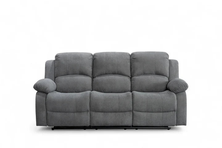 Fabric Dark Grey 3 Seater Manual Recliner Sofa SETTEE