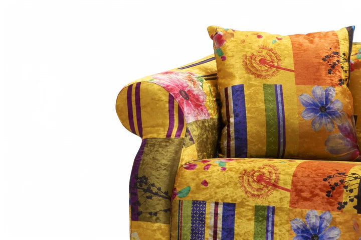 Fabric Gold Patchwork 3 Seater Sofa AVICI GRIDA (21)