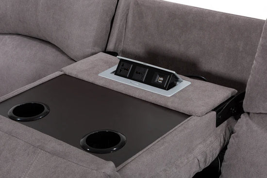 Fabric Light Grey 3 Seater Manual Recliner Sofa SETTEE