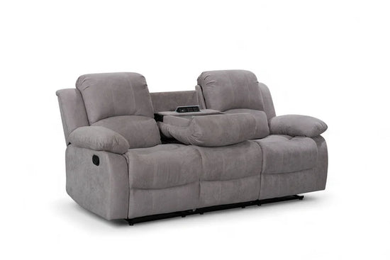 Fabric Light Grey 3 Seater Manual Recliner Sofa SETTEE
