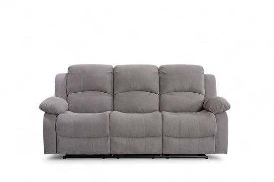 Fabric Light Grey 3 Seater Manual Recliner Sofa SETTEE