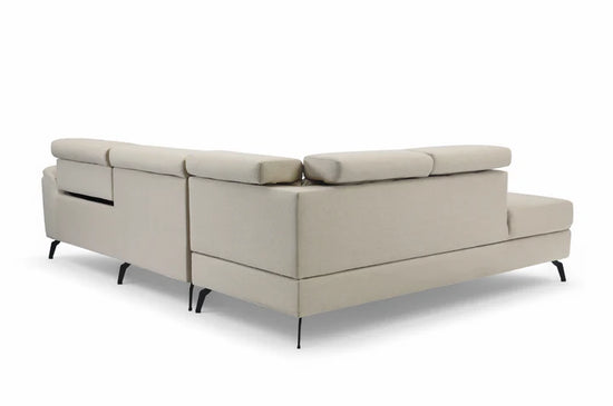 Fabric Linen Beige Left Hand Facing Reclining Corner Sofa with Storage TRIONFO
