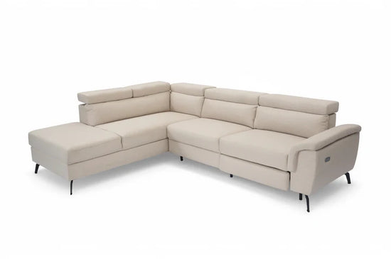 Fabric Linen Beige Left Hand Facing Reclining Corner Sofa with Storage TRIONFO