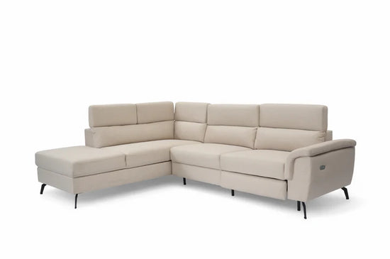 Fabric Linen Beige Left Hand Facing Reclining Corner Sofa with Storage TRIONFO