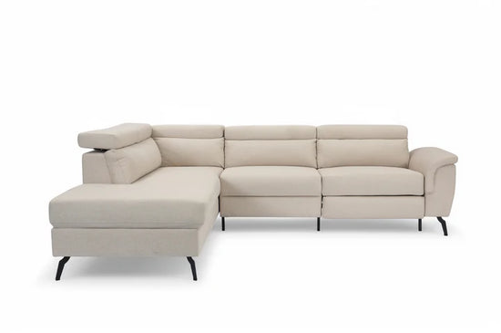 Fabric Linen Beige Left Hand Facing Reclining Corner Sofa with Storage TRIONFO