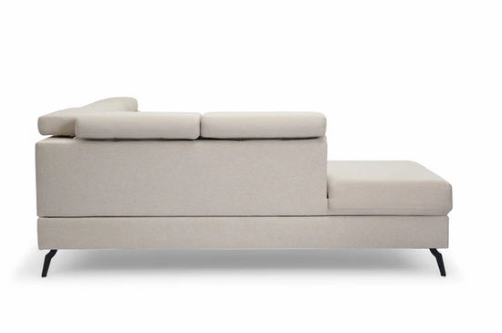 Fabric Linen Beige Left Hand Facing Reclining Corner Sofa with Storage TRIONFO