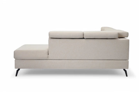 Fabric Linen Beige Right Hand Facing Reclining Corner Sofa with Storage TRIONFO