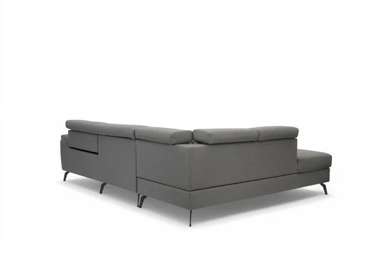 Fabric Linen Dark Grey Left Hand Facing Reclining Corner Sofa with Storage TRIONFO