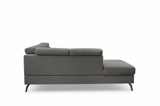 Fabric Linen Dark Grey Left Hand Facing Reclining Corner Sofa with Storage TRIONFO