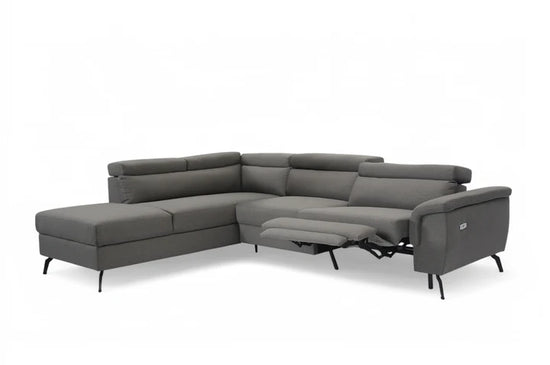 Fabric Linen Dark Grey Left Hand Facing Reclining Corner Sofa with Storage TRIONFO