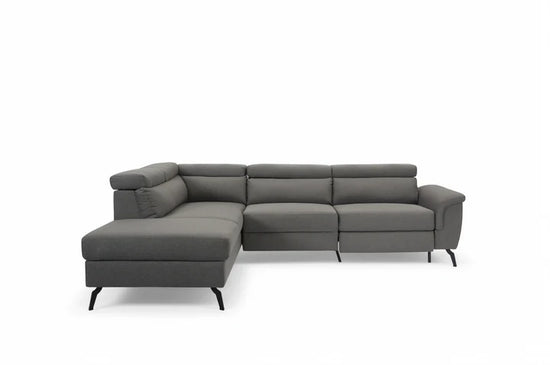 Fabric Linen Dark Grey Left Hand Facing Reclining Corner Sofa with Storage TRIONFO