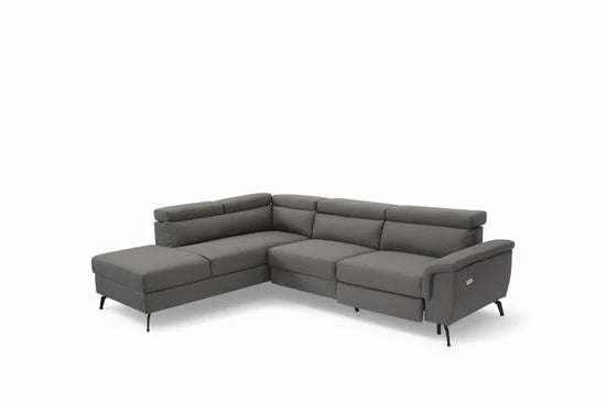 Fabric Linen Dark Grey Left Hand Facing Reclining Corner Sofa with Storage TRIONFO