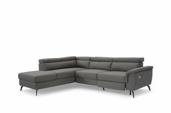 Fabric Linen Dark Grey Left Hand Facing Reclining Corner Sofa with Storage TRIONFO