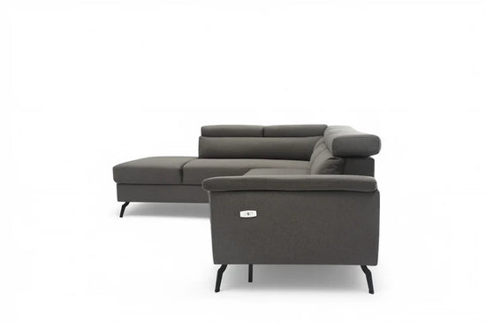 Fabric Linen Dark Grey Left Hand Facing Reclining Corner Sofa with Storage TRIONFO