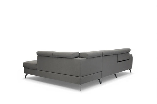 Fabric Linen Dark Grey Right Hand Facing Reclining Corner Sofa with Storage TRIONFO