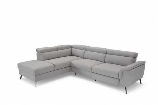 Fabric Linen Light Grey Left Hand Facing Reclining Corner Sofa with Storage TRIONFO