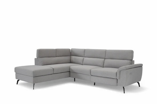 Fabric Linen Light Grey Left Hand Facing Reclining Corner Sofa with Storage TRIONFO