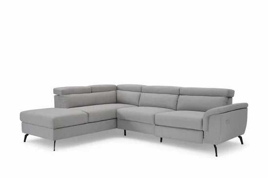 Fabric Linen Light Grey Left Hand Facing Reclining Corner Sofa with Storage TRIONFO