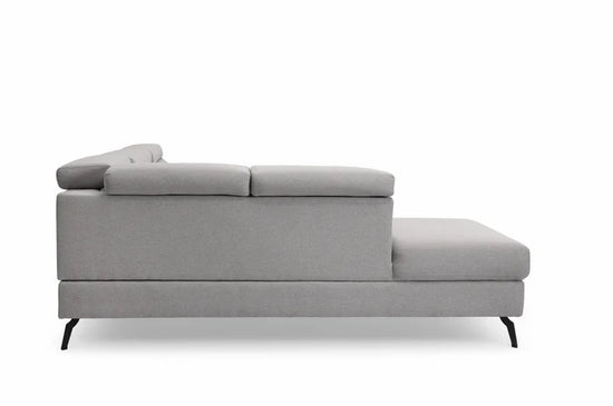 Fabric Linen Light Grey Left Hand Facing Reclining Corner Sofa with Storage TRIONFO