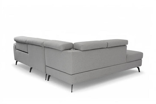 Fabric Linen Light Grey Left Hand Facing Reclining Corner Sofa with Storage TRIONFO