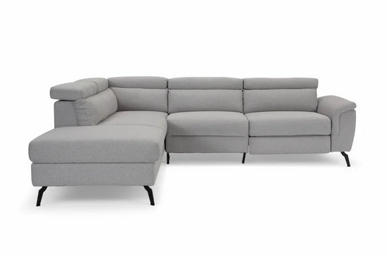Fabric Linen Light Grey Left Hand Facing Reclining Corner Sofa with Storage TRIONFO